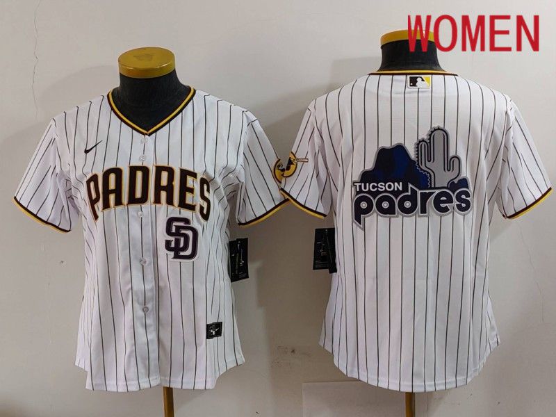 Women San Diego Padres Blank White Stripe Game 2024 Nike MLB Jersey style 4